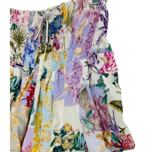 Zara Floral Patchwork High Rise Flowy Shorts Size Medium Blogger Favorite - Picture 8 of 10